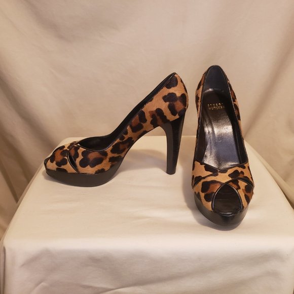 Stuart Weitzman Platform Leopard Print Horse Hair Heels, Ladies size 9 M - Picture 3 of 10